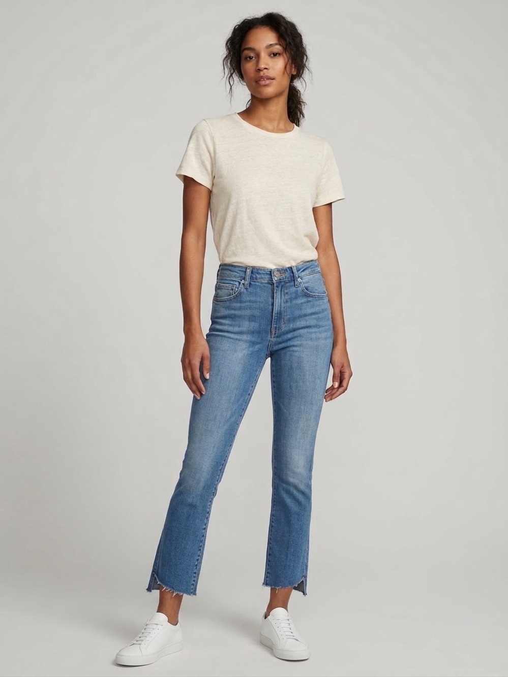 FRAME Le Crop Mini Boot Jeans Wavey Raw Hem Stretch Flare Denim Size 26